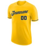 Custom Name and Number Gold Royal Performance T-Shirt - Personalized Team Apparel Personalized Gold Royal Performance T-Shirt