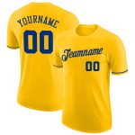 Custom Name and Number Gold Royal Performance T-Shirt - Personalized Team Apparel Personalized Gold Royal Performance T-Shirt