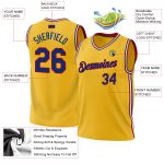 Personalized Gold Royal-Red Basketball Jersey - Authentic Throwback Design Personalized Gold Royal-Red Authentic Throwback