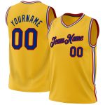 Personalized Gold Royal-Red Basketball Jersey - Authentic Throwback Design Personalized Gold Royal-Red Authentic Throwback
