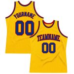 Custom Name & Number Personalized Gold Royal-Red Basketball Jersey - Authentic Throwback Design Personalized Gold Royal-Red