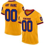 Personalized Gold Red Mesh Football Jersey with Custom Name and Number - Authentic Throwback Team Design Personalized Gold