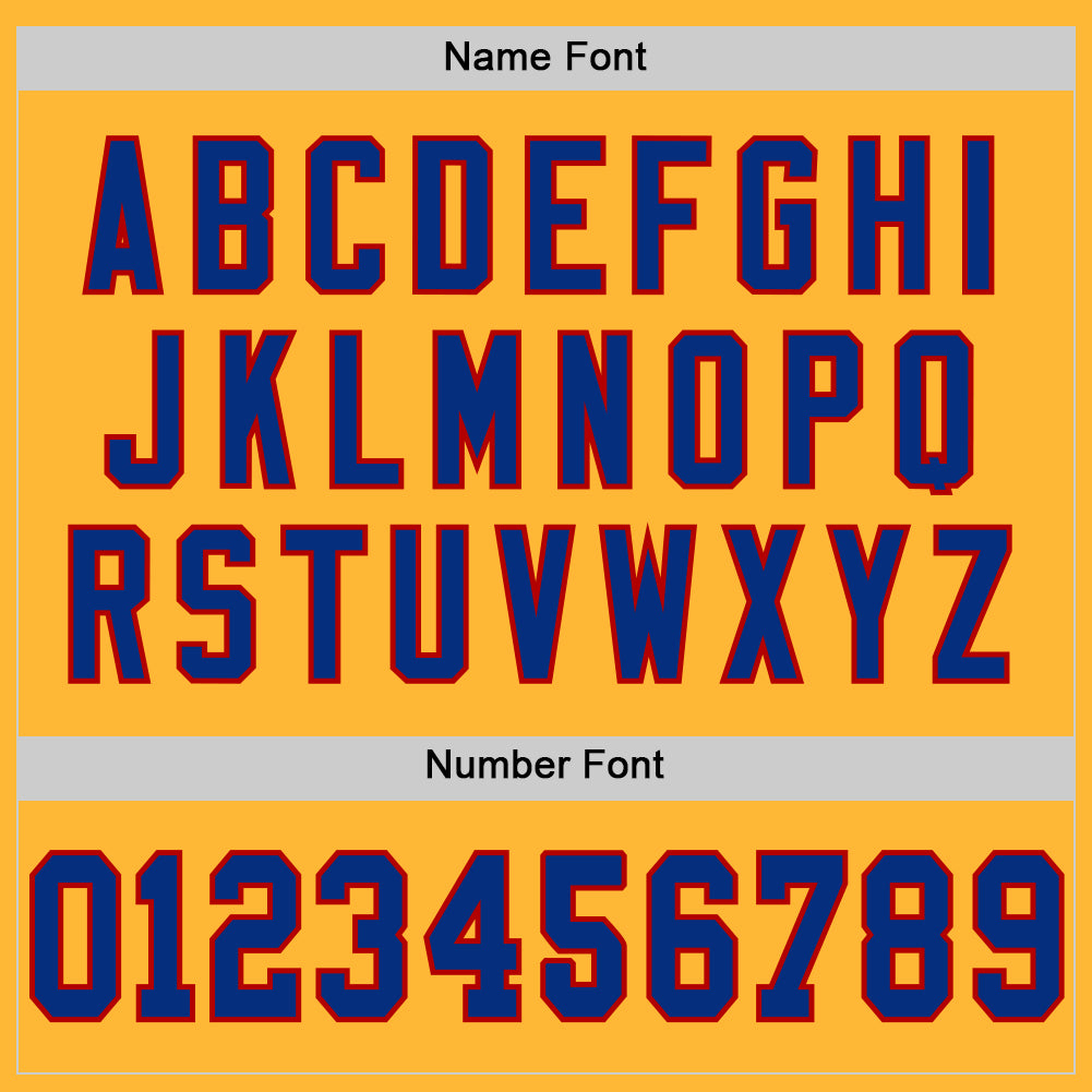 Personalized Gold Royal-Red Mesh Authentic Throwback Football Jersey Team Custom Name and Number Personalized Gold Red Mesh Football Jersey with Custom Name and Number - Authentic Throwback Team Design Personalized Gold - Image 4