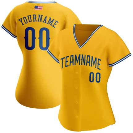 Custom American Flag Baseball Jersey, Personalized Gold Royal-White Fashion with Name and Number Personalized Gold Royal-White