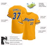 Custom Gold and White Authentic Baseball Jersey - Personalized Sports Apparel Personalized Gold Royal-White Authentic Baseball