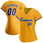 Custom Gold and White Authentic Baseball Jersey - Personalized Sports Apparel Personalized Gold Royal-White Authentic Baseball