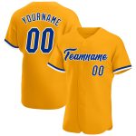 Custom Gold and White Authentic Baseball Jersey - Personalized Sports Apparel Personalized Gold Royal-White Authentic Baseball