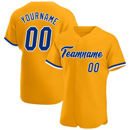 Custom Gold and White Authentic Baseball Jersey - Personalized Sports Apparel Personalized Gold Royal-White Authentic Baseball