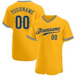 Custom Name and Number Personalized Gold Royal-White Baseball Jersey - Authentic Team Apparel Personalized Gold Royal-White