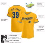 Custom Name and Number Personalized Gold Royal-White Baseball Jersey - Authentic Team Apparel Personalized Gold Royal-White