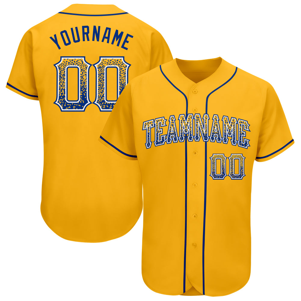 Custom Gold Royal-White Baseball Jersey with Personalized Name and Number - Authentic Drift Fashion Team Wear Personalized