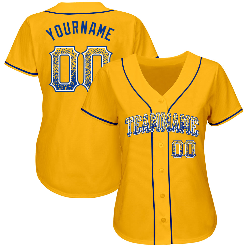 Personalized Gold Royal-White Authentic Drift Fashion Baseball Jersey Team Custom Name and Number Custom Gold Royal-White Baseball Jersey with Personalized Name and Number - Authentic Drift Fashion Team Wear Personalized - Image 2
