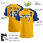Custom Name and Number Personalized Baseball Jersey - Gold Royal-White Authentic Raglan Sleeves Personalized Gold Royal-White