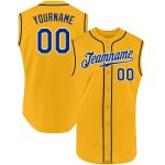 Custom Name Number Baseball Jersey - Personalized Gold Royal-White Authentic Sleeveless Team Jersey Personalized Gold Royal-White