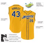 Custom Name Number Baseball Jersey - Personalized Gold Royal-White Authentic Sleeveless Team Jersey Personalized Gold Royal-White