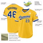 Custom Gold Authentic Throwback Baseball Jersey - Royal White Design Personalized Gold Royal-White Authentic Throwback Baseball