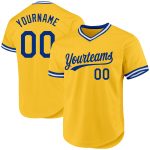 Custom Gold Baseball Jersey with Royal-White Design, Personalized Name and Number, Authentic Throwback Style Personalized