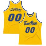 Personalized Gold Basketball Jersey - Royal White Authentic Throwback Design Personalized Gold Royal-White Authentic Throwback