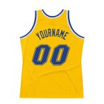 Personalized Gold Basketball Jersey - Royal White Authentic Throwback Design Personalized Gold Royal-White Authentic Throwback