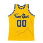 Custom Name and Number Authentic Throwback Basketball Jersey, Personalized Gold Royal-White Design Personalized Gold Royal-White