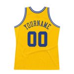 Custom Name and Number Authentic Throwback Basketball Jersey, Personalized Gold Royal-White Design Personalized Gold Royal-White