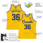 Custom Name and Number Authentic Throwback Basketball Jersey, Personalized Gold Royal-White Design Personalized Gold Royal-White