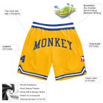 Custom Name Number Personalized Gold Basketball Shorts Royal-White Authentic Throwback Design Personalized Gold Royal-White