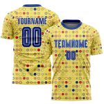 Custom Gold and White Sublimation Soccer Jersey with Personalized Name and Number - Team Uniform Personalized Gold Royal-White