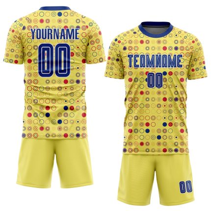 Custom Gold and White Sublimation Soccer Jersey with Personalized Name and Number - Team Uniform Personalized Gold Royal-White