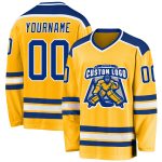 Custom Gold Hockey Jersey - Personalized Royal-White Team Apparel Personalized Gold Royal-White Hockey Jersey