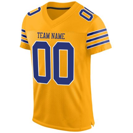 Personalized Gold Royal-White Authentic Football Jersey for Men and Women Personalized Gold Royal-White Mesh Authentic Football