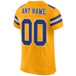 Custom Name and Number Personalized Gold White Mesh Authentic Football Jersey Team Personalized Gold Royal-White Mesh Authentic
