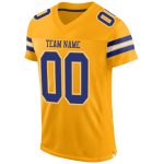 Custom Name and Number Personalized Gold White Mesh Authentic Football Jersey Team Personalized Gold Royal-White Mesh Authentic
