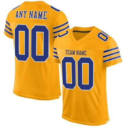 Personalized Gold Royal-White Authentic Football Jersey for Men and Women Personalized Gold Royal-White Mesh Authentic Football