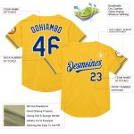 Custom Name and Number Gold Baseball Jersey - Personalized Royal-White Mesh Throwback Team Apparel Personalized Gold Royal-White
