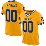 Custom Name Number Authentic Throwback Football Jersey Personalized Gold Royal-White Mesh Design Personalized Gold Royal-White