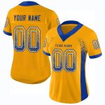 Custom Personalized Gold White Mesh Football Jersey with Name and Number - Drift Fashion Team Jersey Personalized Gold Royal-White