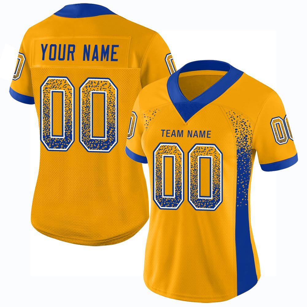 Custom Personalized Gold White Mesh Football Jersey with Name and Number - Drift Fashion Team Jersey Personalized Gold Royal-White