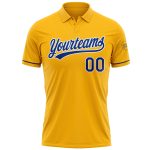 Custom Name and Number Personalized Gold Royal-White Golf Polo Shirt - Performance Style Personalized Gold Royal-White Performance