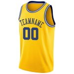 Custom Name and Number Personalized Gold Royal-White Basketball Jersey Rib-Knit Round Neck Team Apparel Personalized Gold