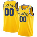 Custom Name and Number Personalized Gold Royal-White Basketball Jersey Rib-Knit Round Neck Team Apparel Personalized Gold