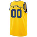 Custom Name and Number Personalized Gold Royal-White Basketball Jersey Rib-Knit Round Neck Team Apparel Personalized Gold