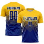 Custom Soccer Uniform Jersey Personalized Gold Royal-White with Team Name and Number Personalized Gold Royal-White Sublimation