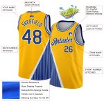 Custom Name Number Basketball Jersey - Personalized Gold Royal-White Triangle Pinstripes Authentic City Edition Personalized