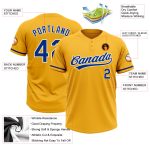 Gold Personalized Unisex Softball Jersey - Royal White Two-Button Design Personalized Gold Royal-White Two-Button Unisex