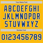Custom Name and Number Personalized Gold Unisex Softball Jersey - Royal White Two-Button Design Personalized Gold Royal-White