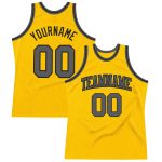 Custom Authentic Basketball Jersey - Personalized Gold Gray-Black Steel, Team Name & Number Personalized Gold Steel Gray-Black
