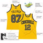 Custom Authentic Basketball Jersey - Personalized Gold Gray-Black Steel, Team Name & Number Personalized Gold Steel Gray-Black