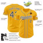 Personalized Gold Gray White Baseball Jersey - Authentic Steel Fabric Personalized Gold Steel Gray-White Authentic Baseball