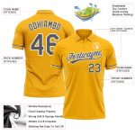 Custom Name Number Vapor Golf Polo Shirt - Personalized Gold Gray White Performance Apparel Personalized Gold Steel Gray-White